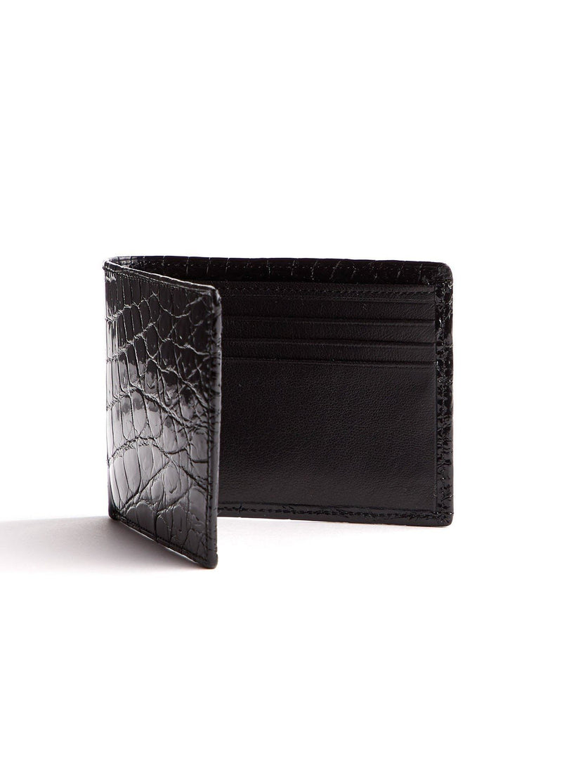 Black Nile Crocodile Classic Slim Bi-Fold Wallet Interior - Darby Scott