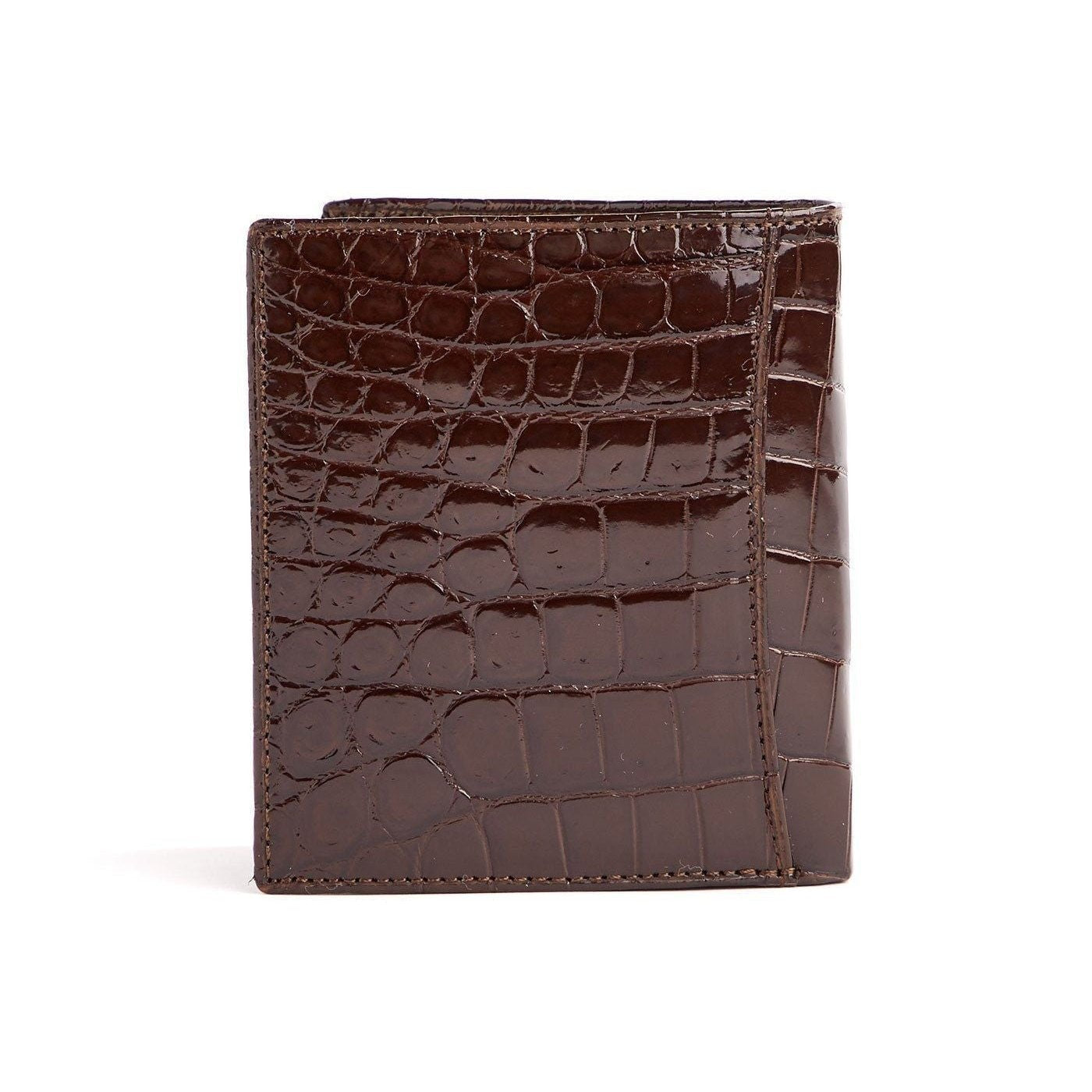 Brown Exotic Crocodile Bi-Fold Euro Wallet, Back- Darby Scott