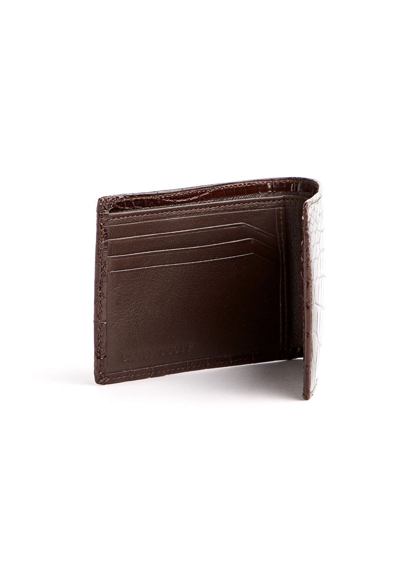 Brown Exotic  Nile Crocodile Classic Slim Bi-Fold Wallet, Card Slots - Darby Scott