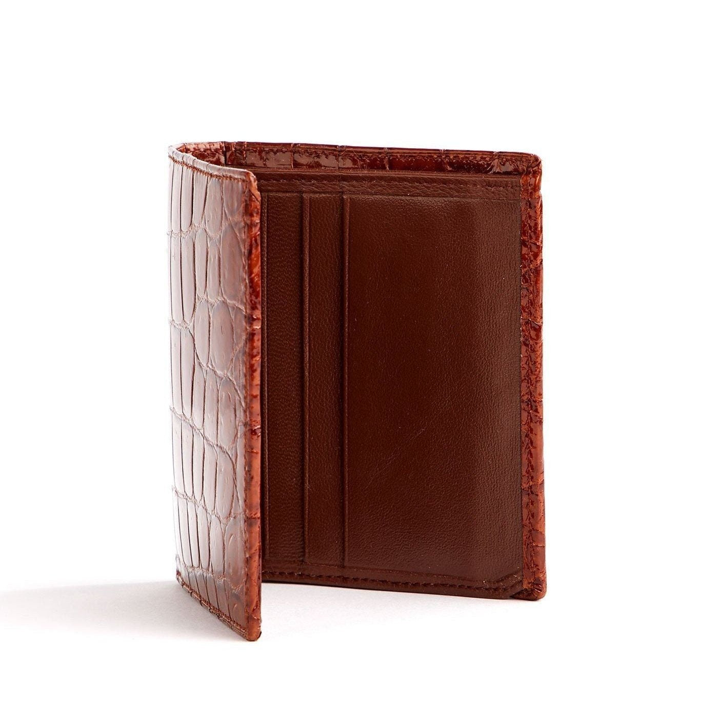 Cognac Exotic Crocodile Bi-Fold Euro Wallet, Interior - Darby Scott