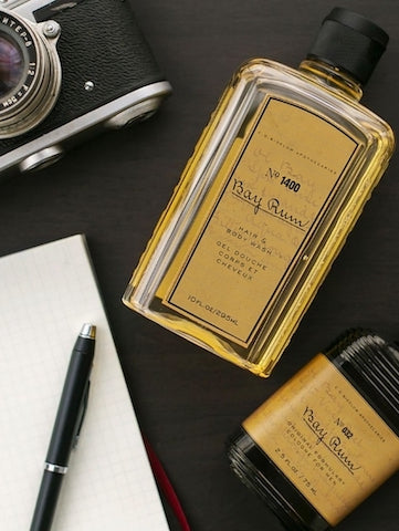 Bay Rum Body Wash & Cologne on desktop - Darby Scott