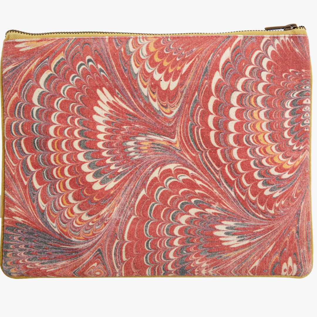 Orange Design on Canvas Zip Pouch Back - Darby Scott