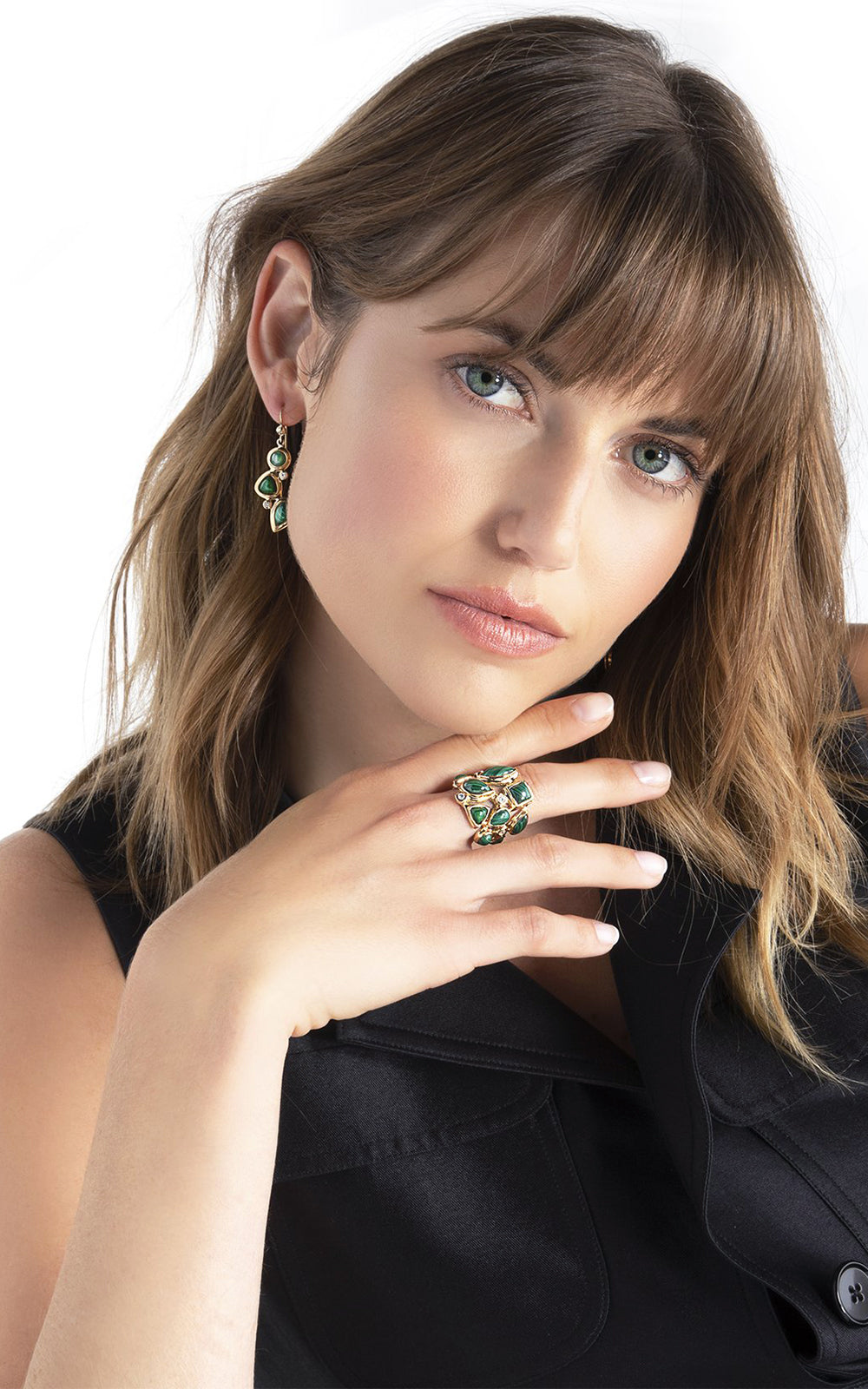 Darby Scott Model with Cocktail Ring and Earring