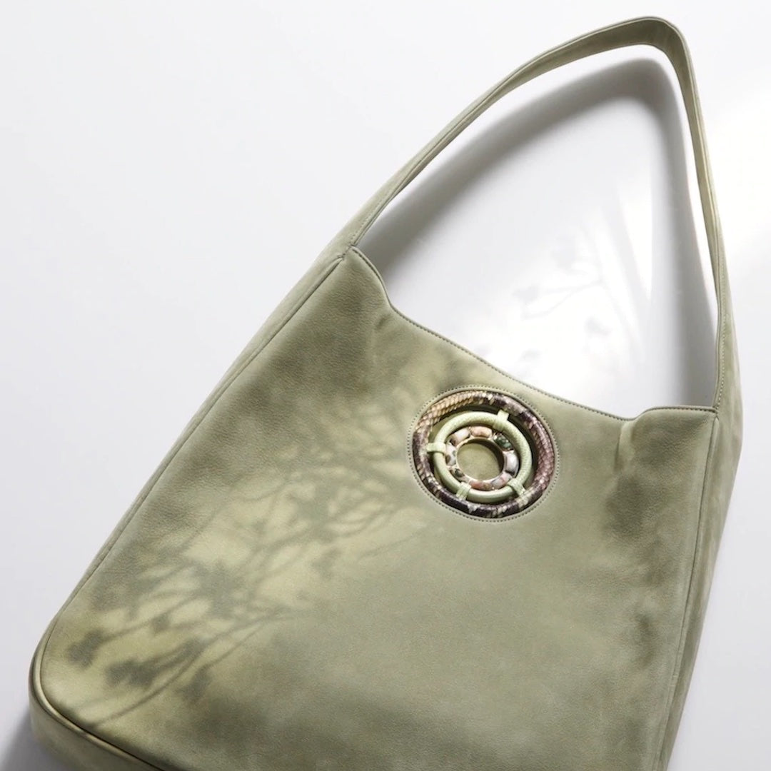 Green Suede Paige Hobo Bag
