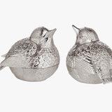 Silver plated sparrow salt & pepper shakers