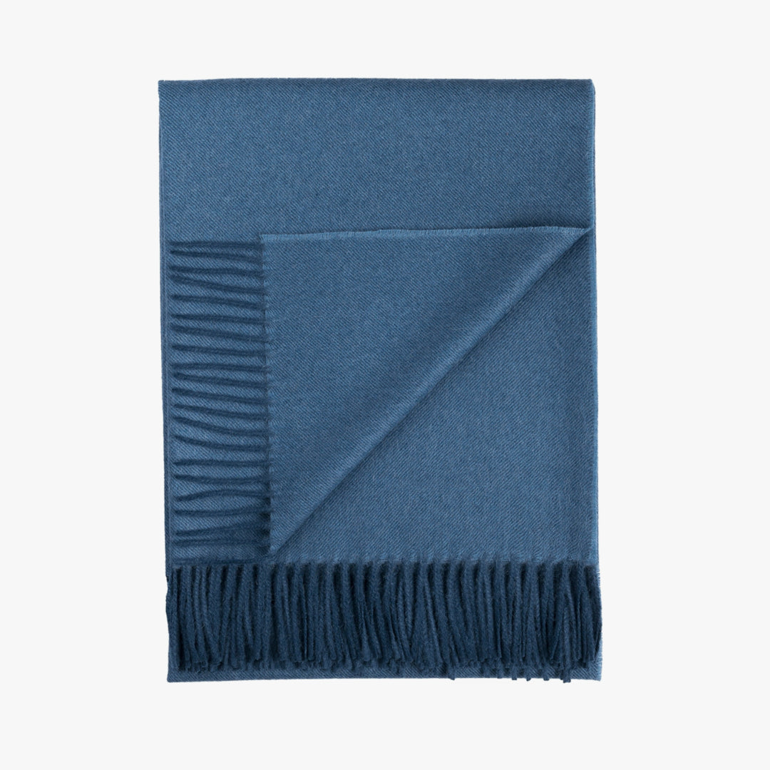 Denim Blue Baby Alpaca Throw Blanket - Darby Scott