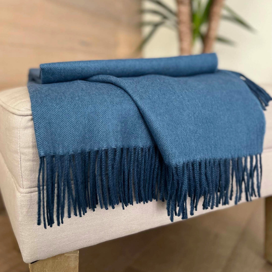 Denim Blue Baby Alpaca Throw Blanket - Darby Scott