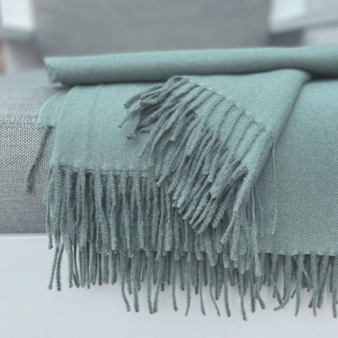 Misty Green Baby Alpaca Throw Blanket - Darby Scott