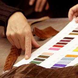 Color chart used in production planning for Darby Scott designs