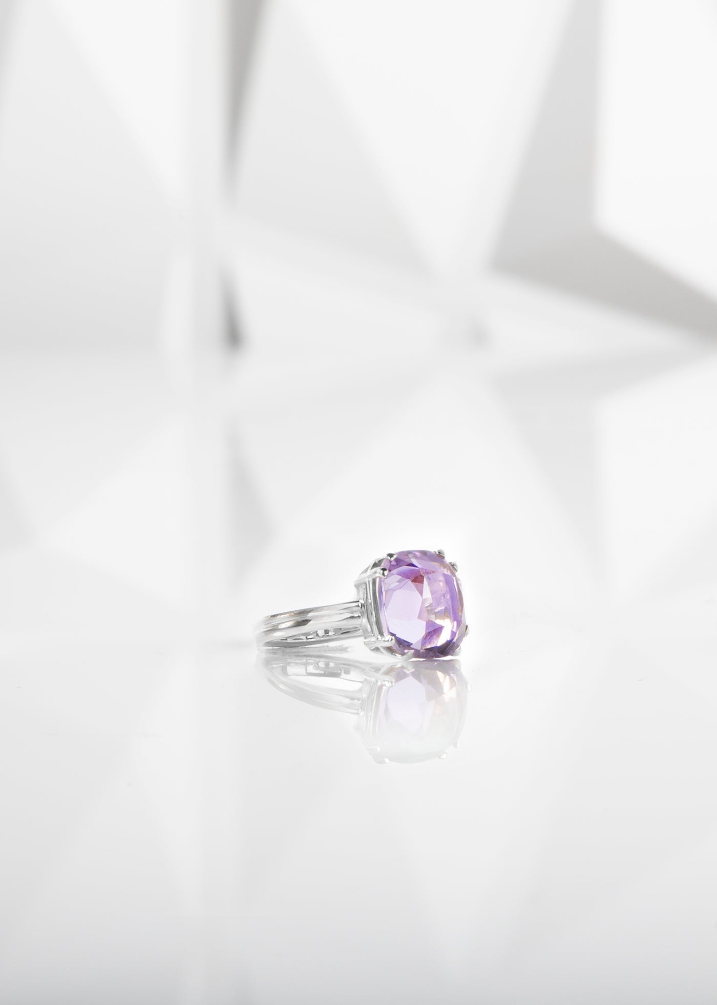 Light Amethyst Amethyst Cushion Cut Ring in Sterling Silver - Darby Scott