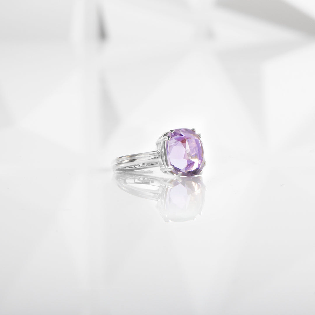 Light Amethyst Amethyst Cushion Cut Ring in Sterling Silver - Darby Scott