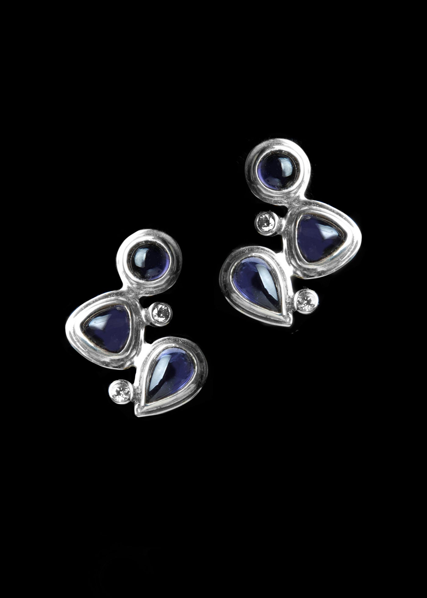 Iolite & Diamond Sterling Post Back Earrings - Darby Scott