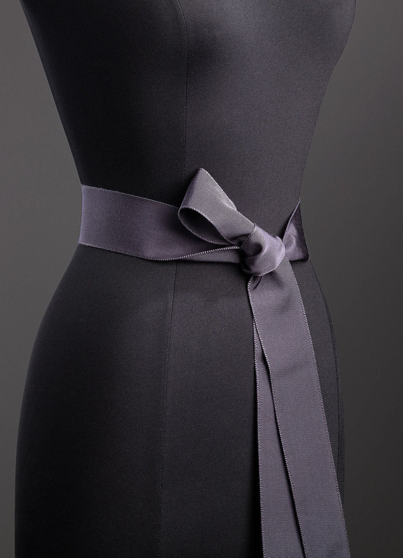 Grey Silk Grosgrain Ribbon Belt, Wide - Darby Scott