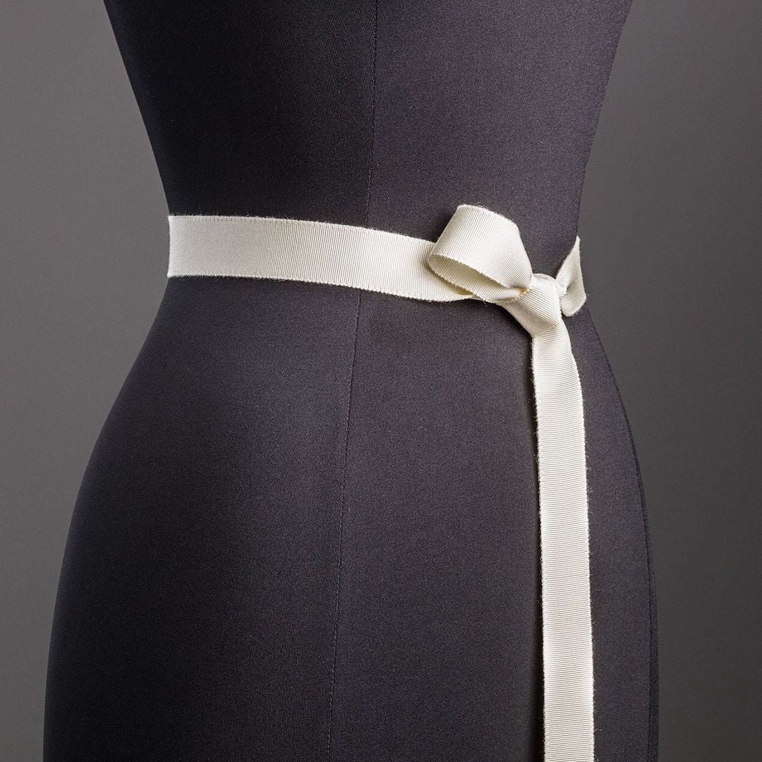 Ivory Silk Grosgrain Ribbon Belt, Narrow - Darby Scott