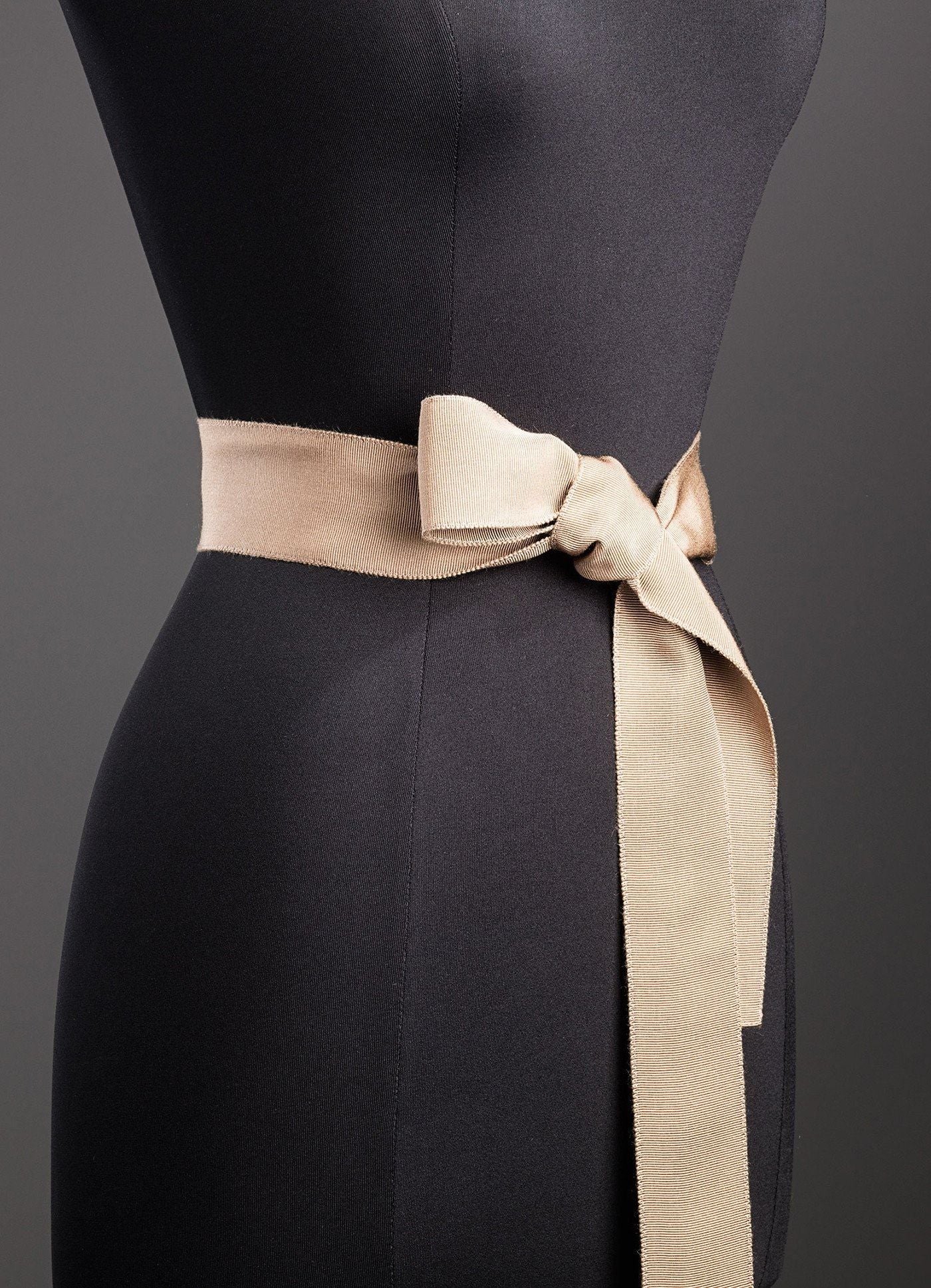 Light Taupe Silk Grosgrain Ribbon Belt, Wide - Darby Scott