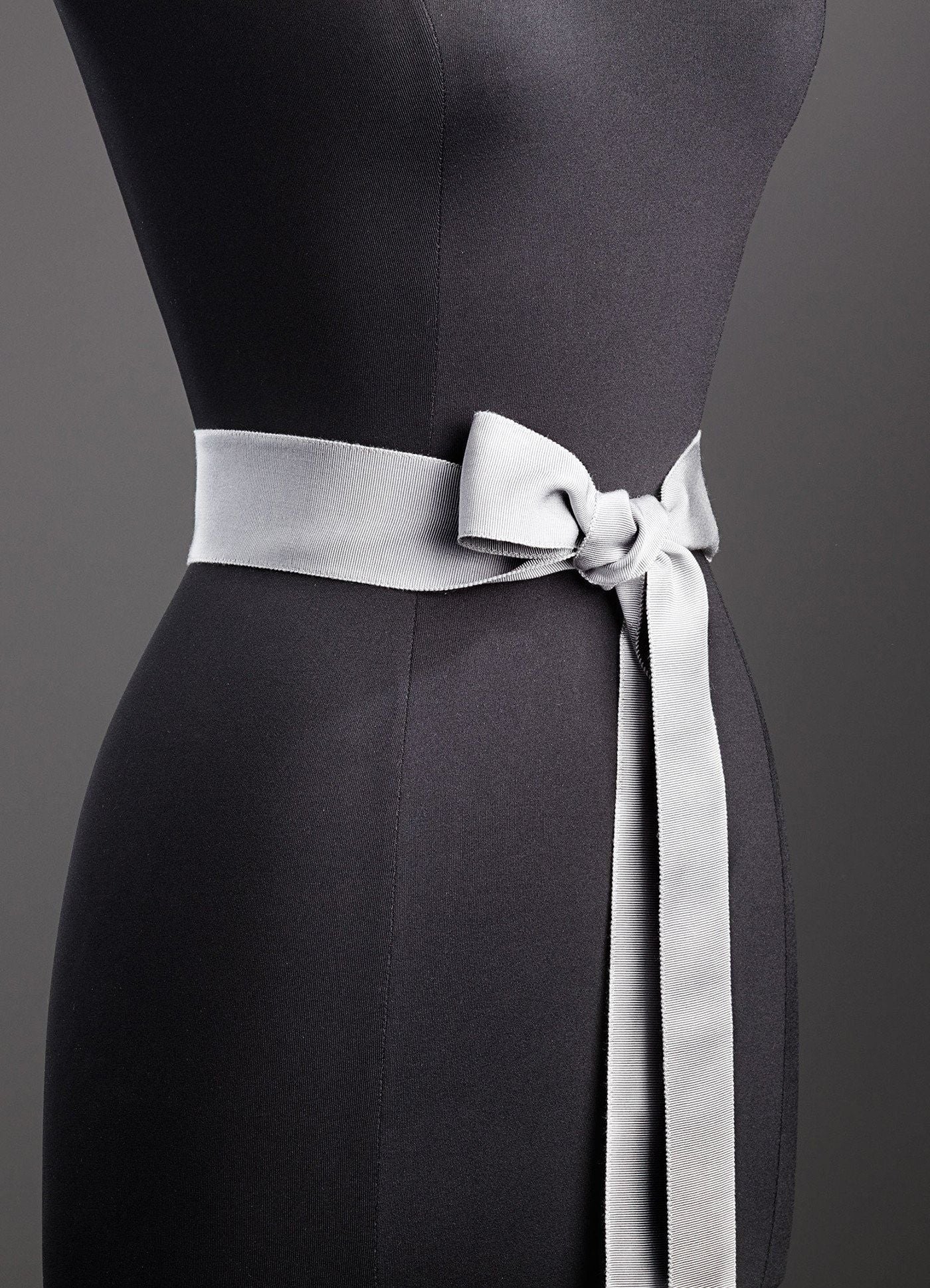 Silver Silk Grosgrain Ribbon Belt, Wide - Darby Scott