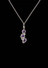 Amethyst diamond sterling necklace mosaic 3 stone - Darby Scott