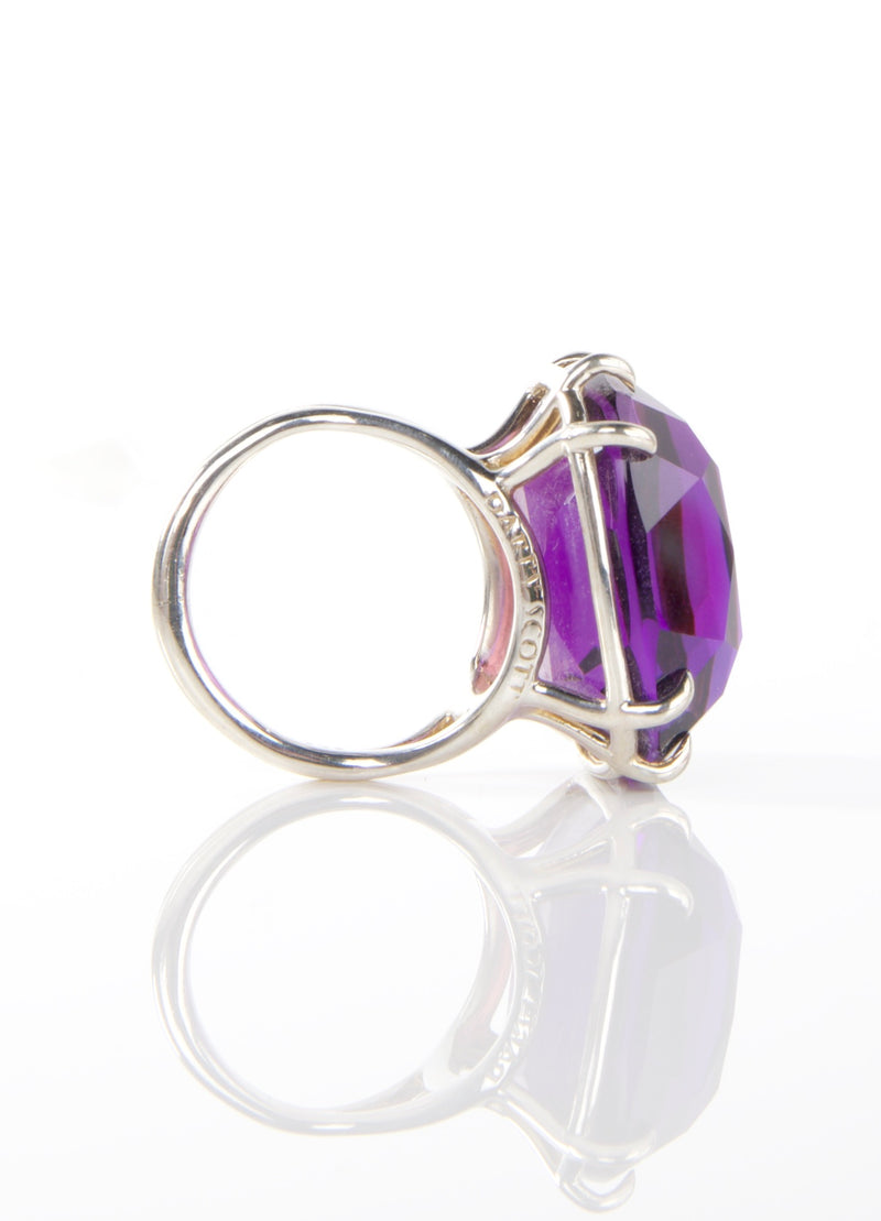 Side view Amethyst Sterling Ring