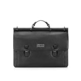 Black Leather London Attache with Sterling Monogram Plate - Darby Scott