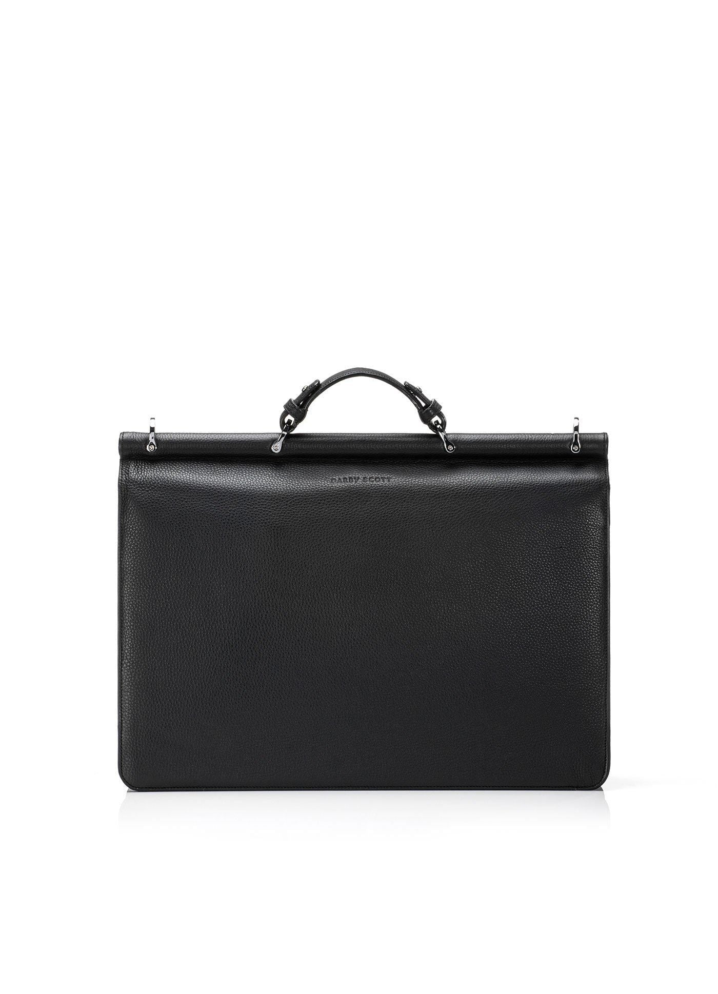 Back view Black Leather London Monogram Attache - Darby Scott