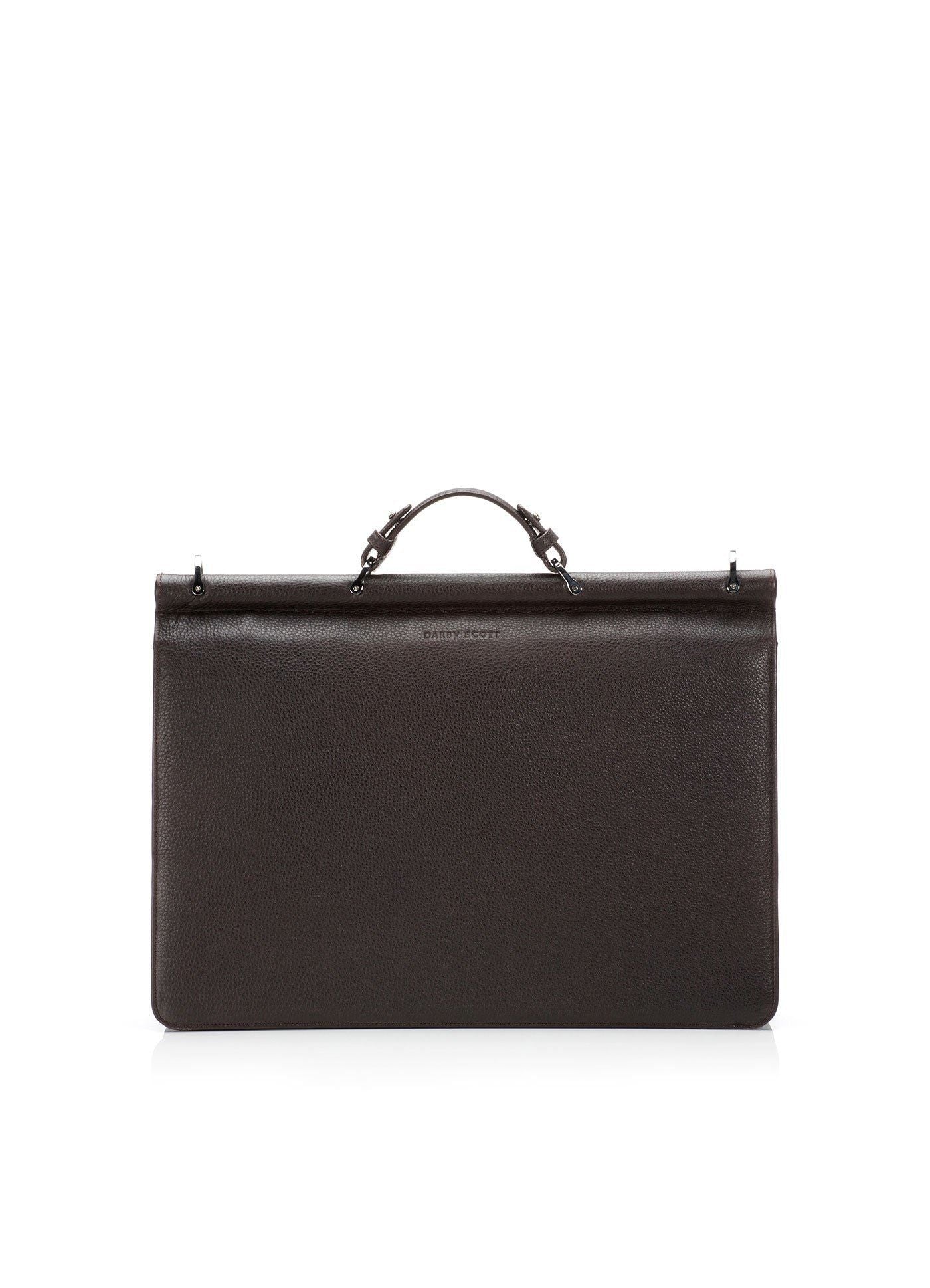 Back view Brown leather London Monogram Attache  - Darby Scott