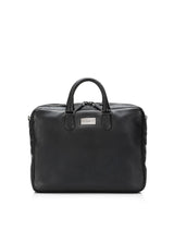 Black Leather Stratton Attache with Sterling Monogram Plate - Darby Scott