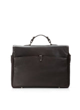 Back view Brown Leather Hudson Tuck Lock Attache - Darby Scott