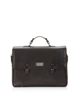 Brown Leather Hudson Tuck Lock Attache with Sterling Monogram Plate - Darby Scott