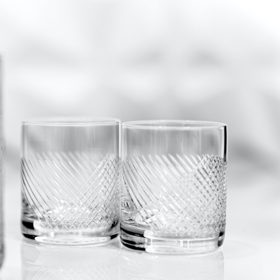 Pair of cut glass rocks glasses