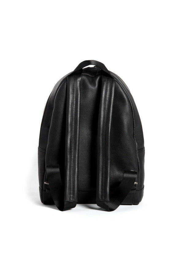 Back of Black Leather Monogram Stuart Backpack - Darby Scott