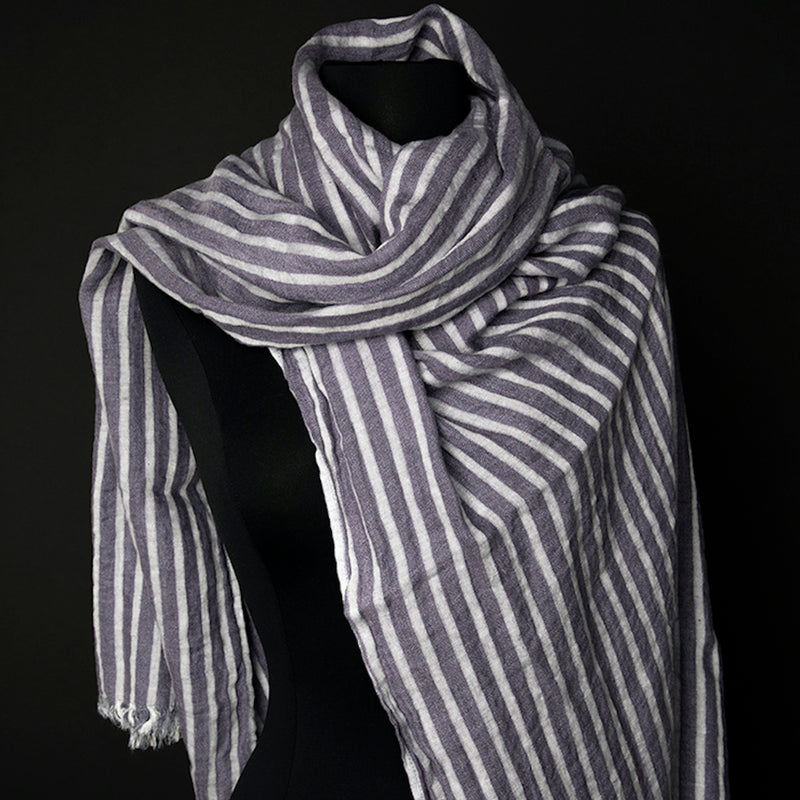Wrapped Striped Linen Scarf - Darby Scott