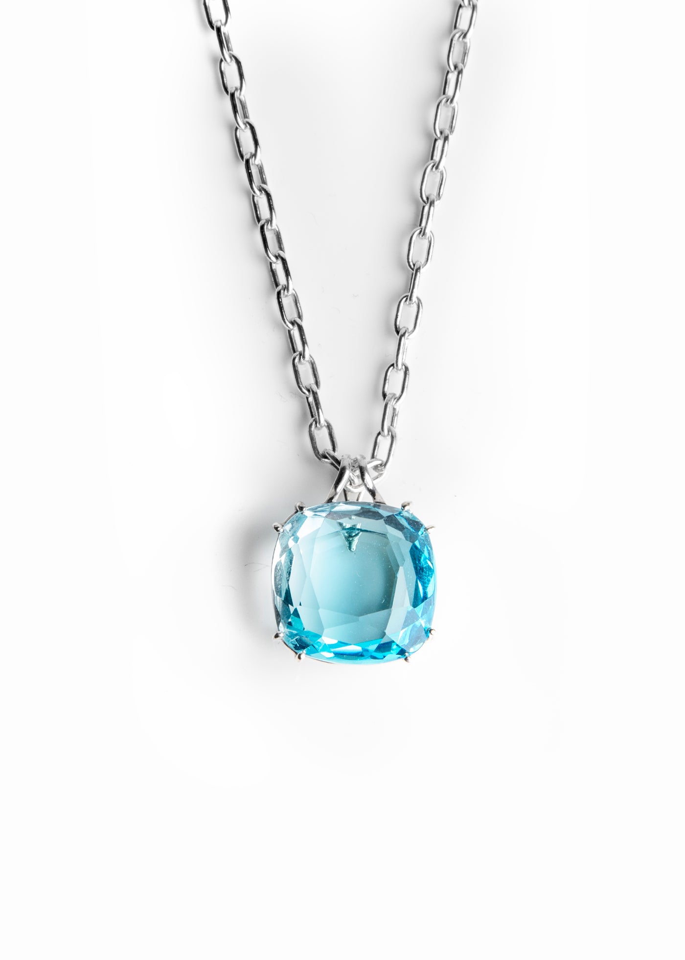 Blue Topaz 34 Carat Cushion Cut Pendant in Sterling Silver - Darby Scott 