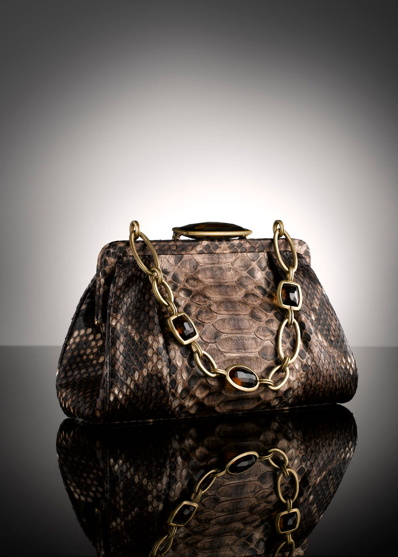 Brown  Chain & Jewel Mini Handbag - Darby Scott