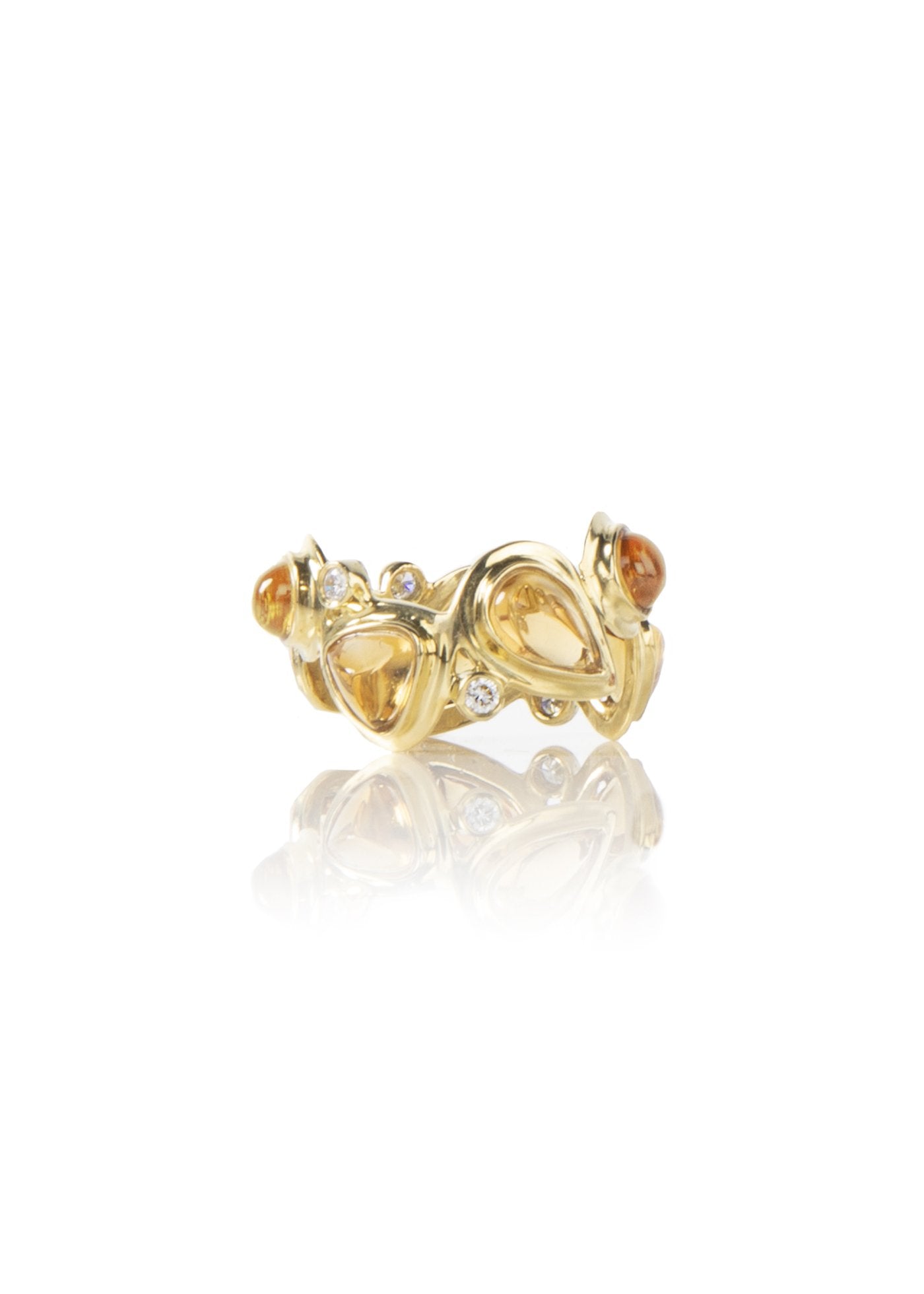 Citrine & Diamond Ring Mosaic Band in 18K Yellow Gold - Darby Scott