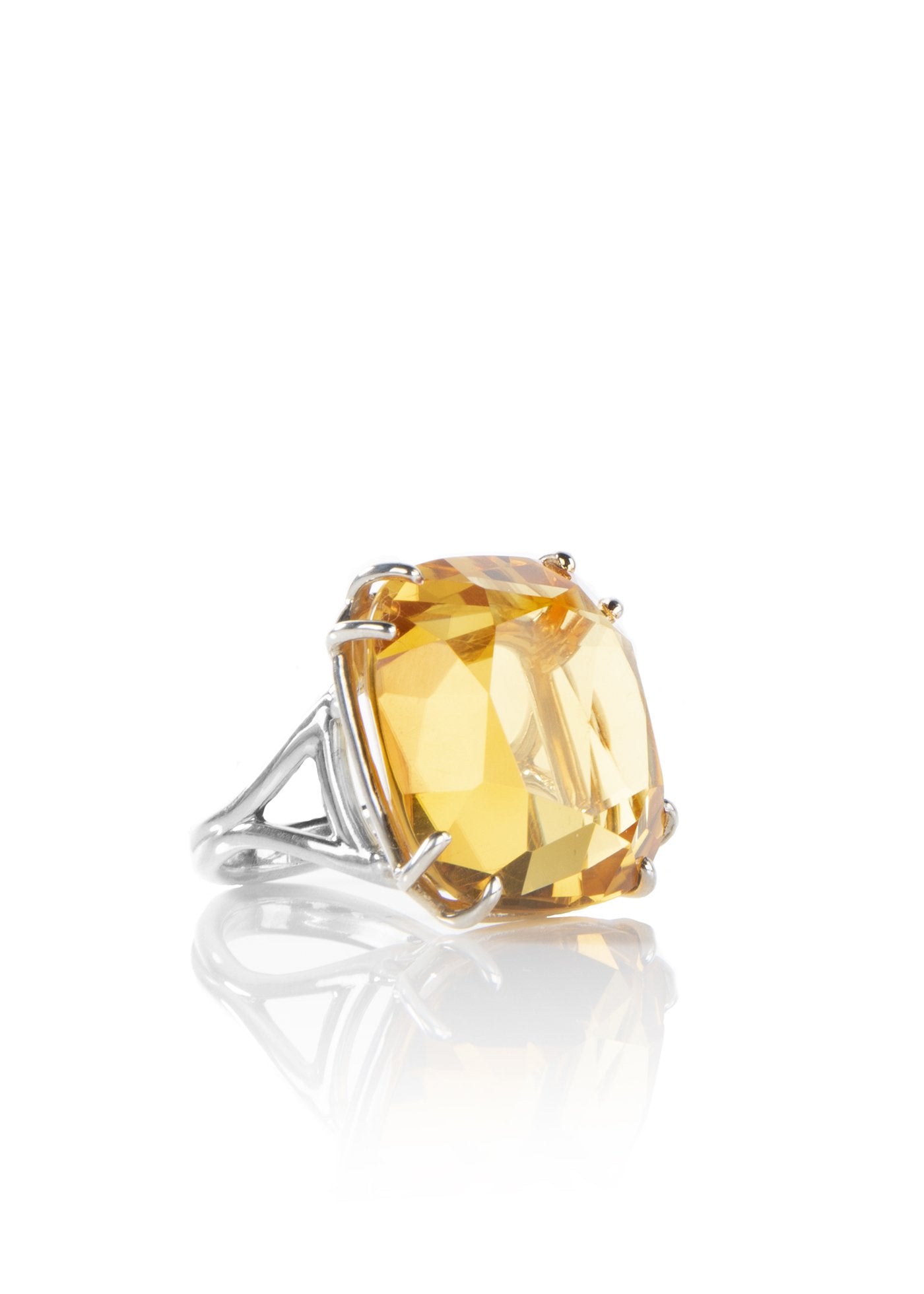 Citrine sterling ring 34 carat cushion cut - Darby Scott