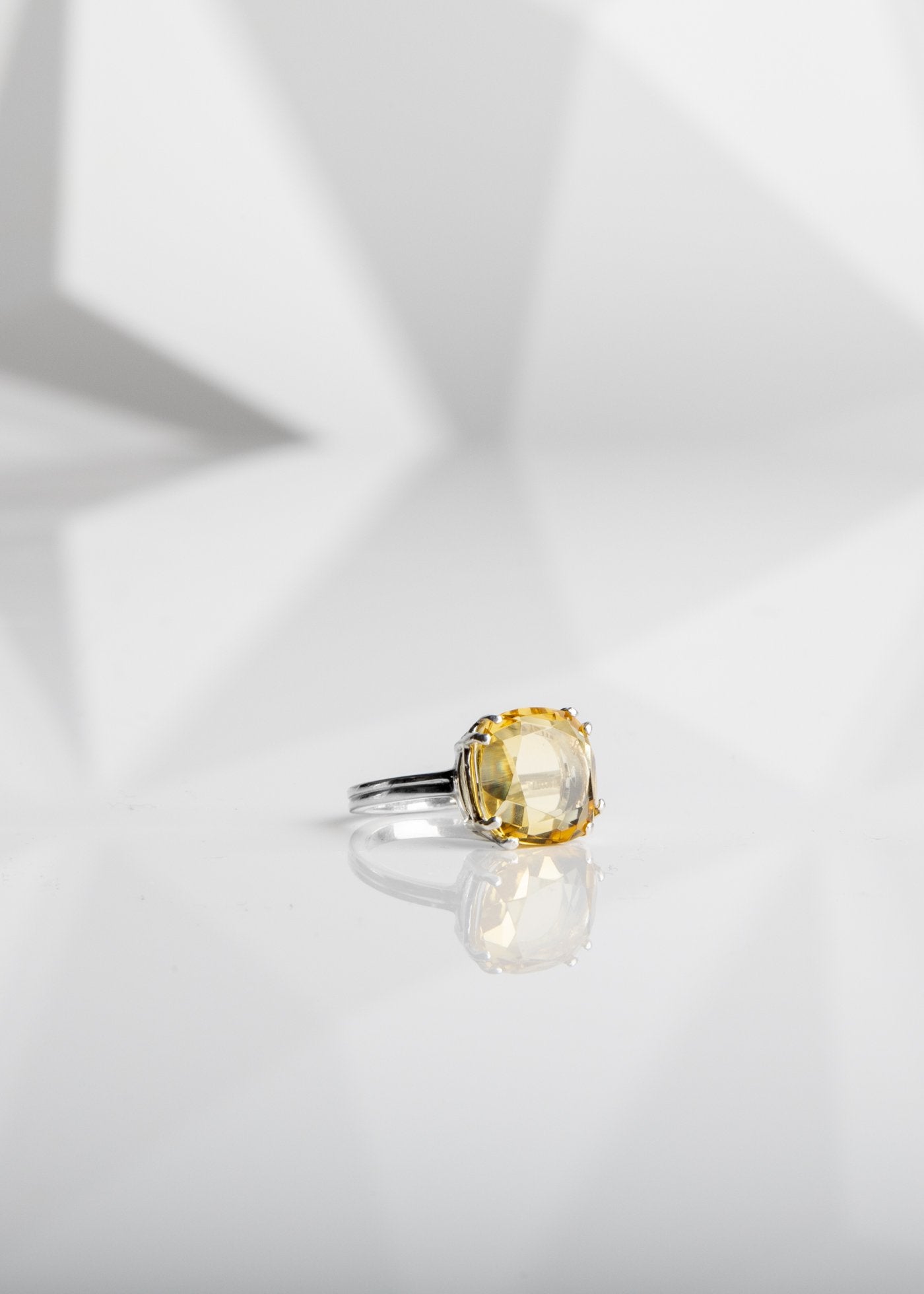 Citrine Sterling Silver Cushion Cut Ring - Darby Scott 