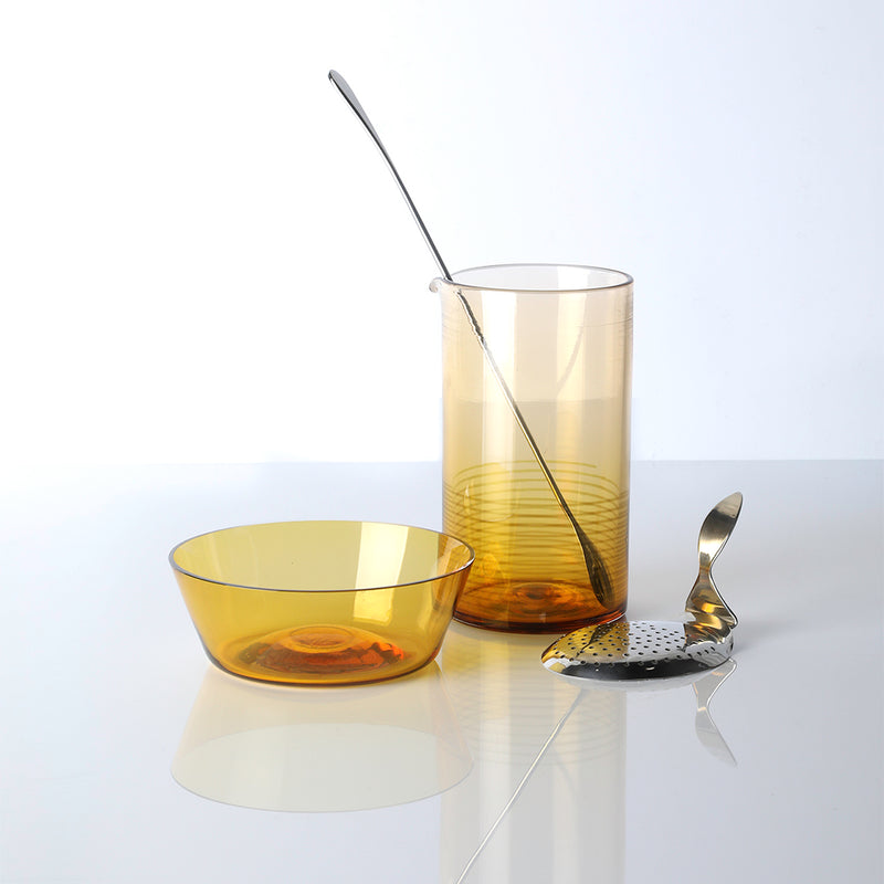 Citrine Mixing Glass, Bowl, Long Spoon and Strainer