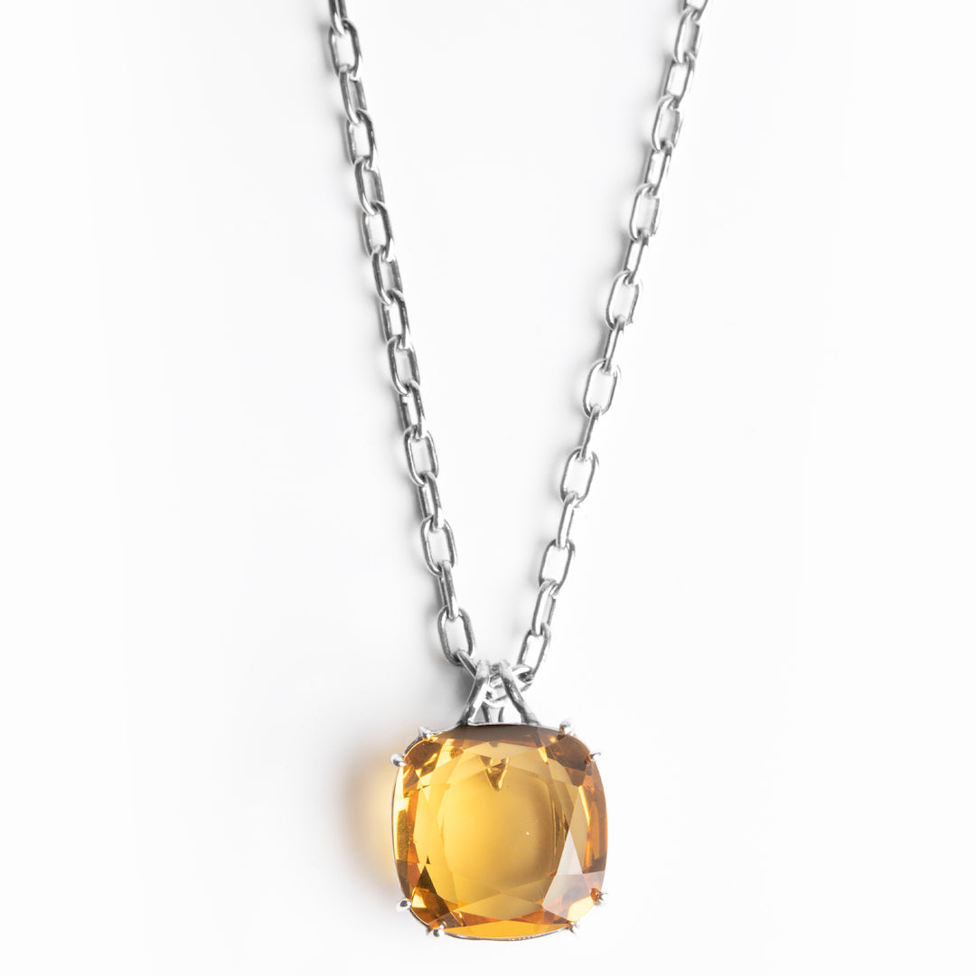 Orange Citrine 34 Carat Pendant in Sterling Silver - Darby Scott