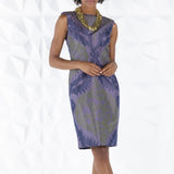 Model in Purple Silk Taffeta Chemise Dress - Darby Scott