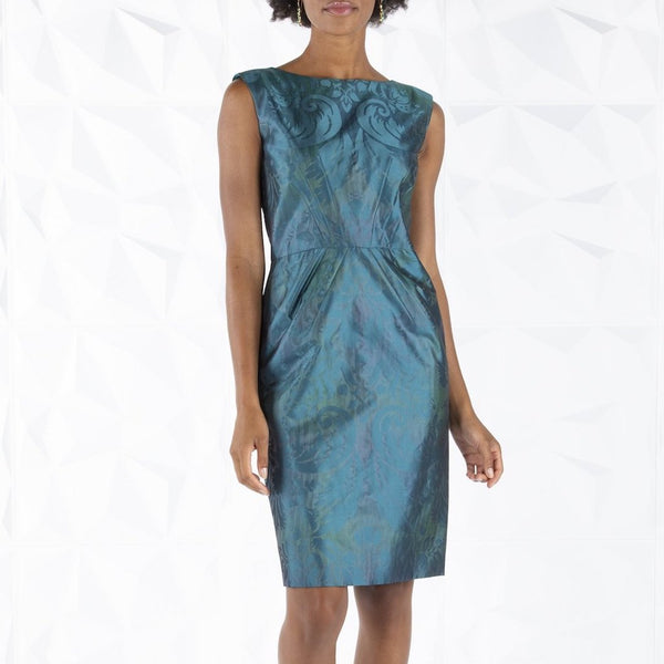 Taffeta Chemise Dress, Turquoise