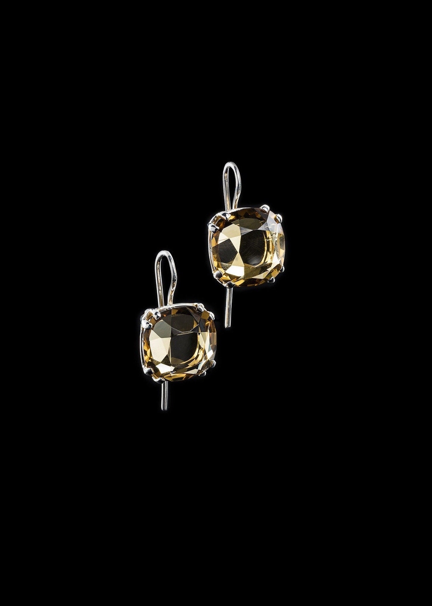 Cognac citrine sterling silver 12MM cushion cut earrings - Darby Scott