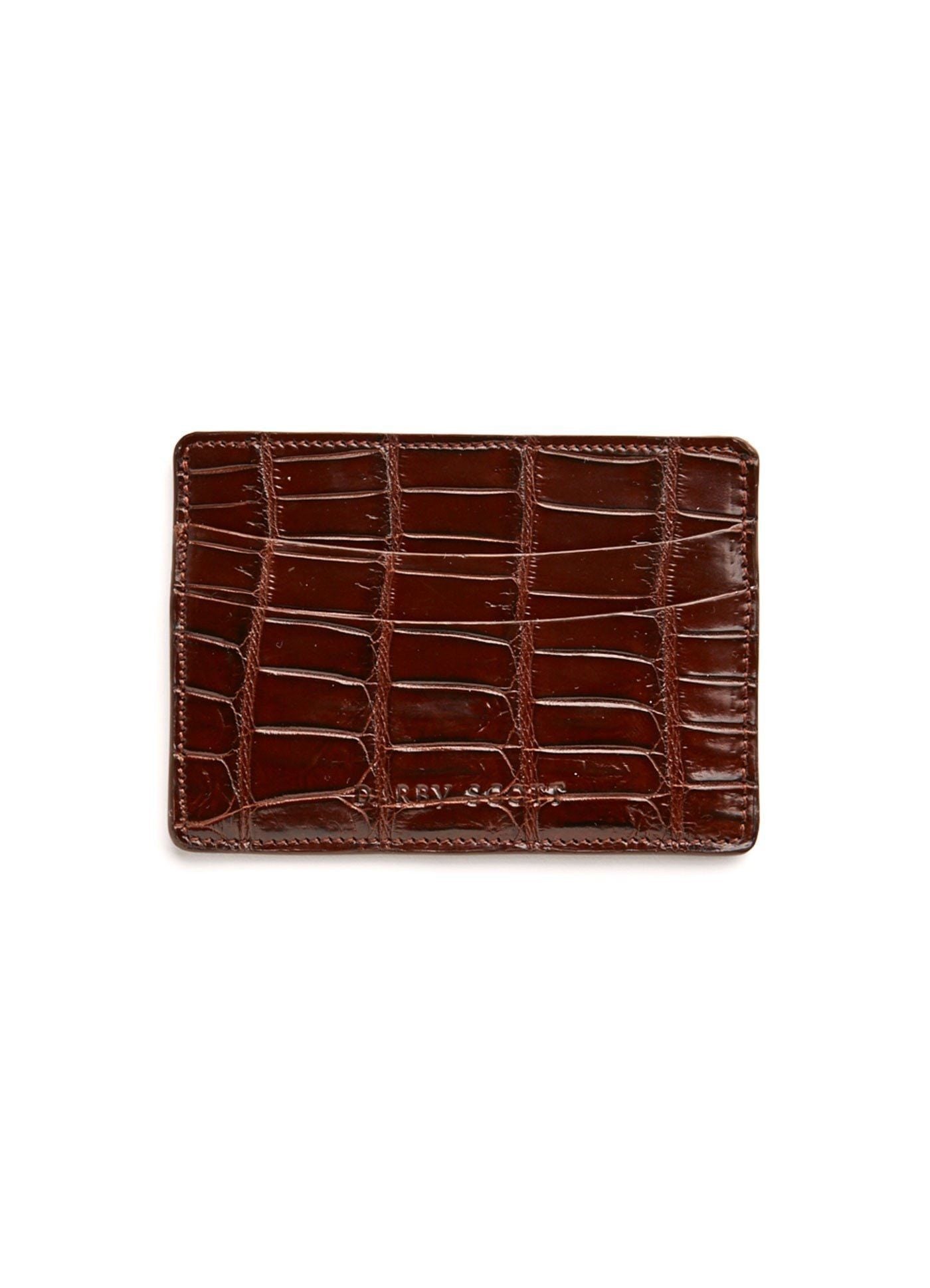 Back view Chocolate Crocodile Credit Card Case - Darby Scott