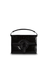 Exotic Crocodile Mini Handbag in Black with Black Onyx Grommet - Darby Scott