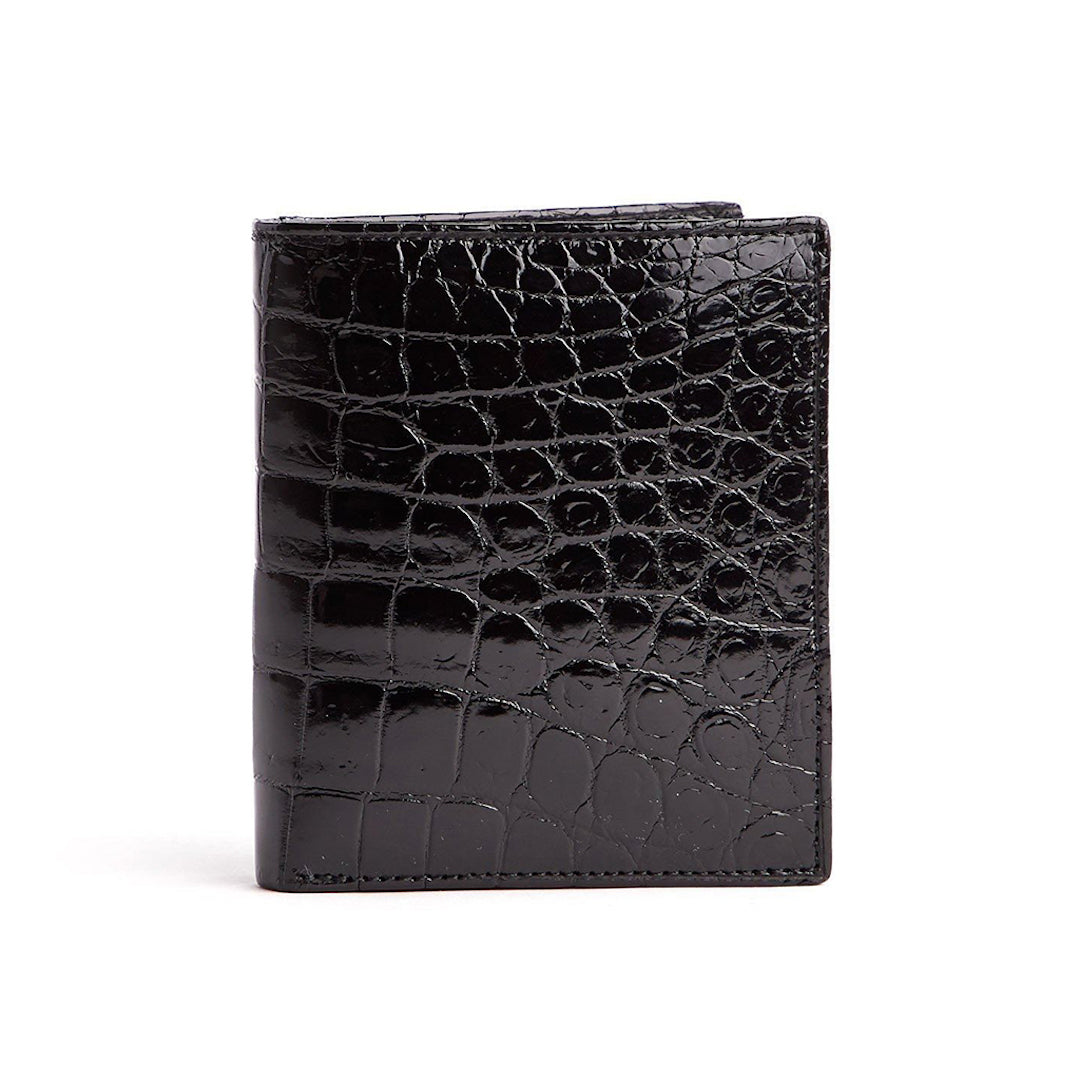 Black Exotic Crocodile Bi-Fold Euro Wallet - Darby Scott