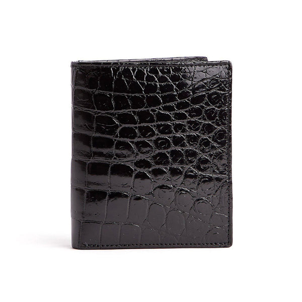 Black Exotic Crocodile Bi-Fold Euro Wallet - Darby Scott