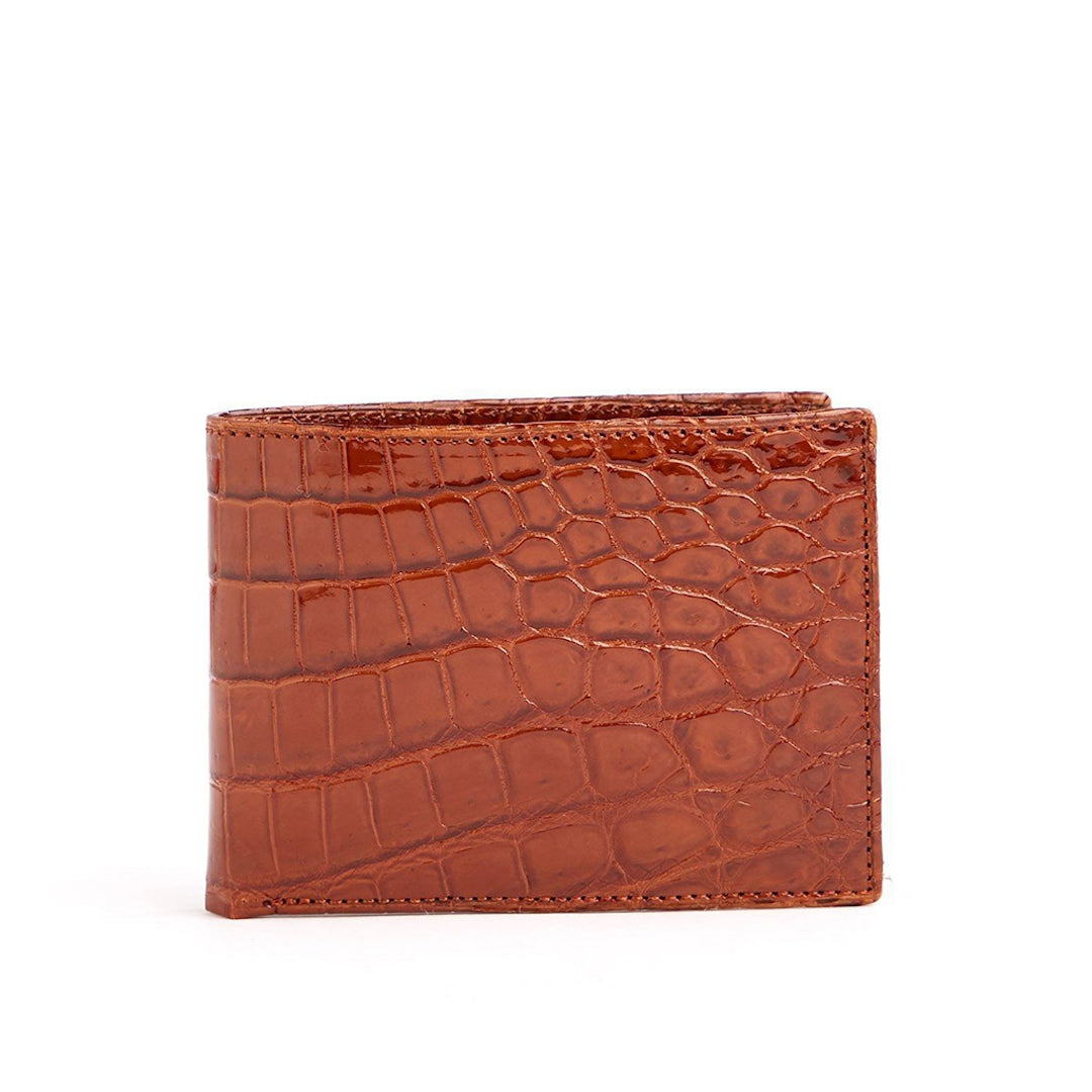 Cognac Exotic Nile Crocodile Classic Slim Bi-Fold Wallet - Darby Scott