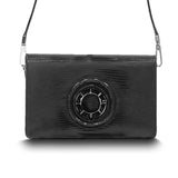 Black Lizard Jeweled Handbag, Anna Convertible Crossbody with Black Onyx Gemstones - Darby Scott