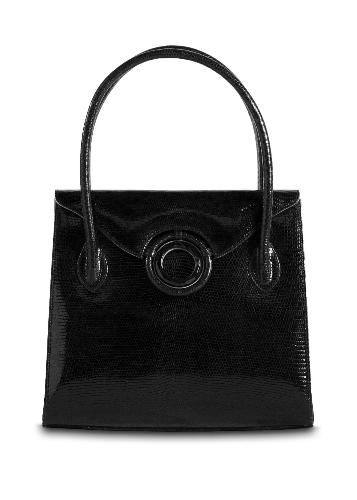 Exotic Lizard Thompson 'O' Tote in Black with Black Onyx Grommet - Darby Scott