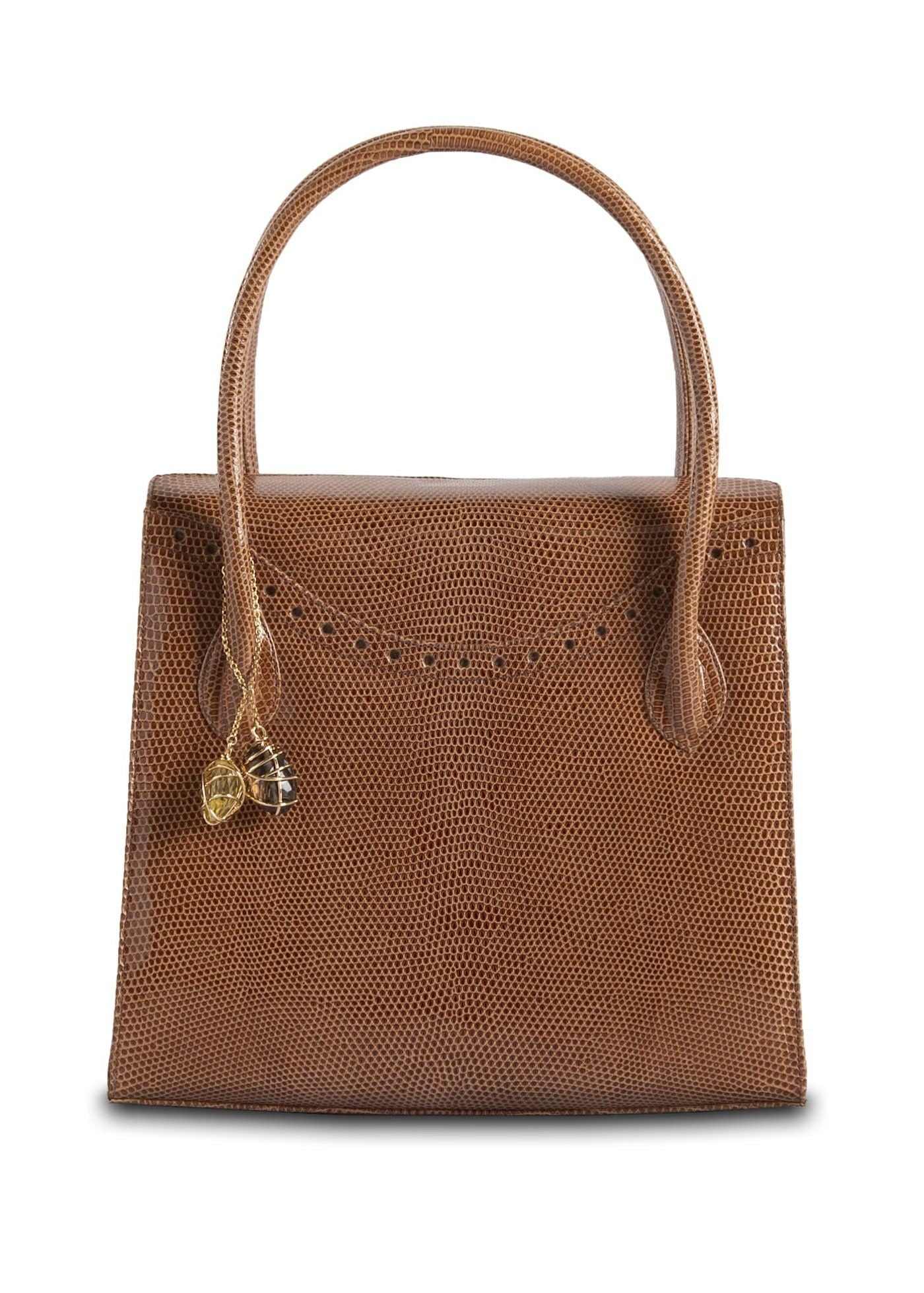 Exotic Lizard Thompson Tote in Cognac - Darby Scott