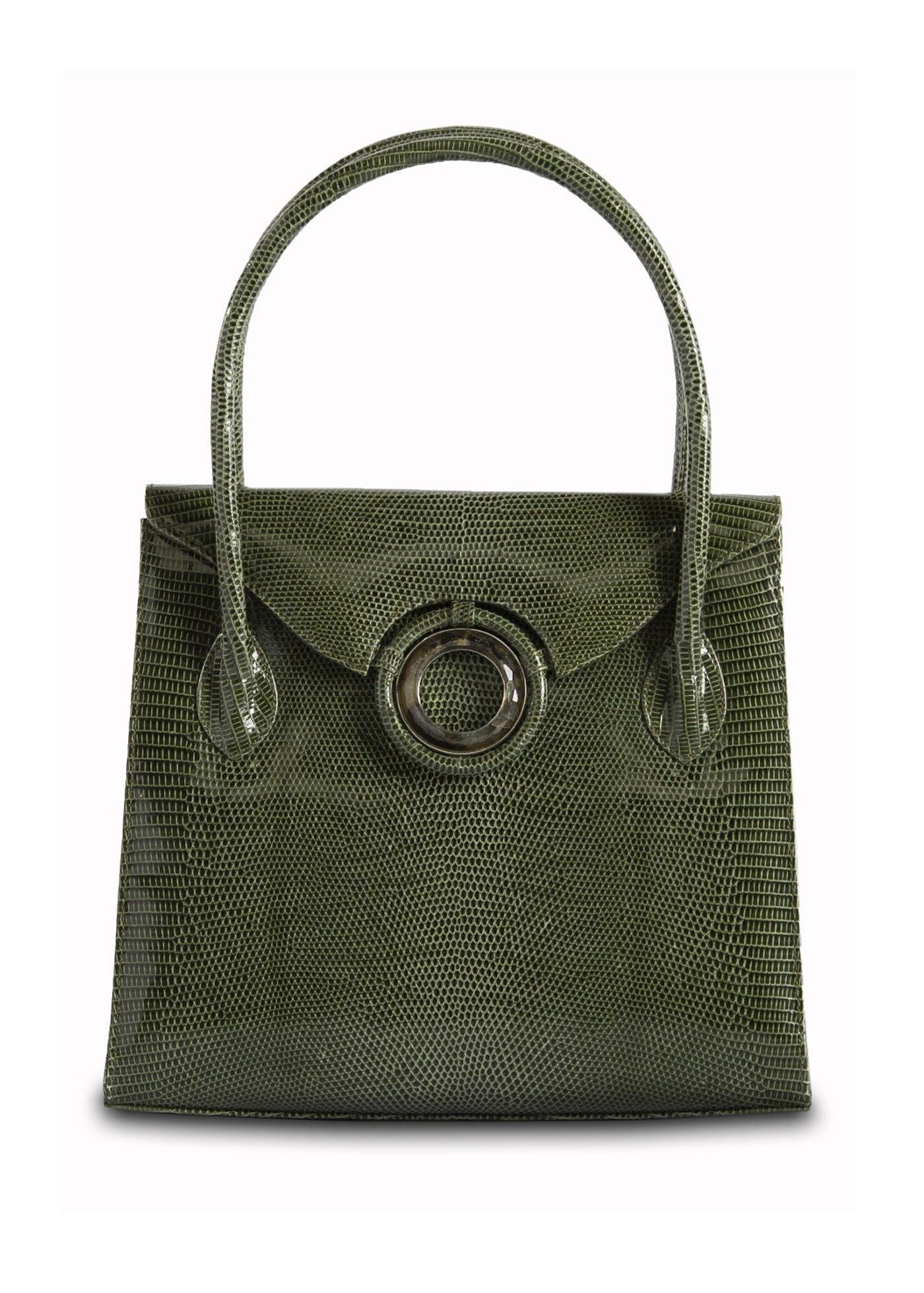 Exotic lizard Thompson tote in green with labradorite grommet - Darby Scott